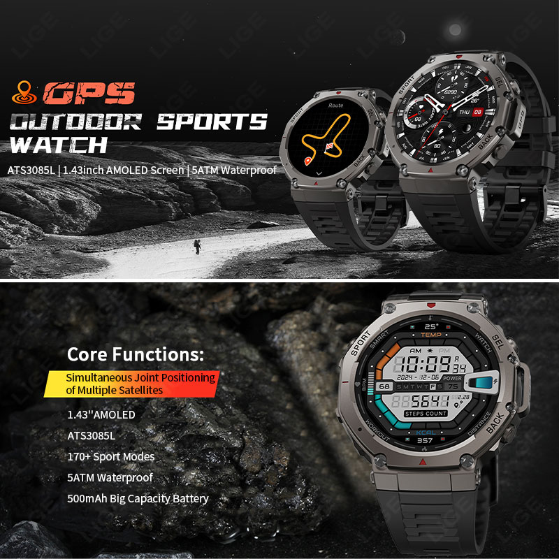 LIGE Askeri Sınıf GPS Akıllı S - Altimeter Compass Watch incelemesi ve fiyatı