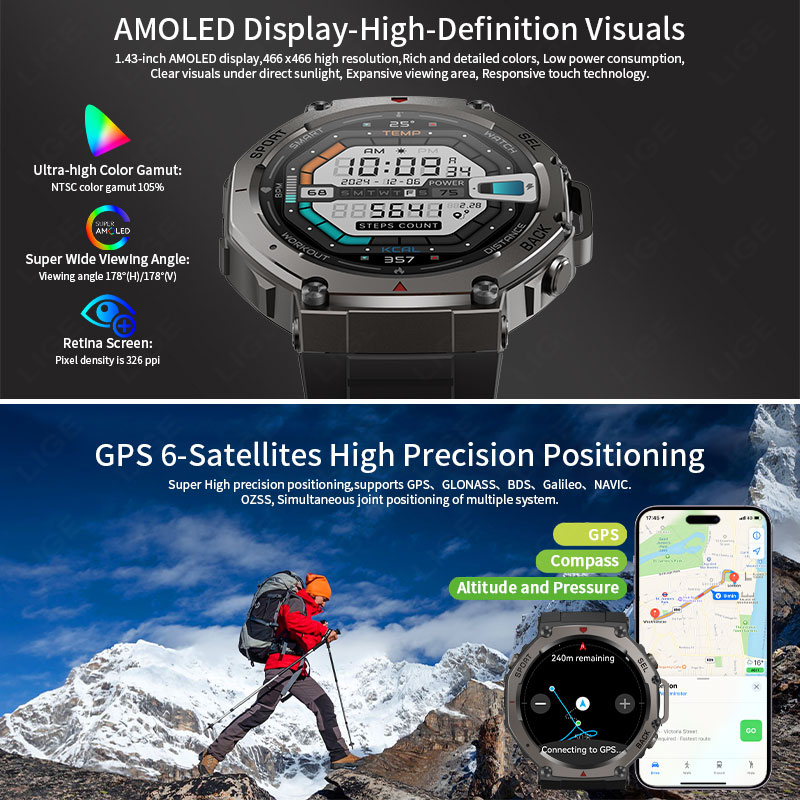 LIGE Askeri Sınıf GPS Akıllı S - Altimeter Compass Watch incelemesi ve fiyatı